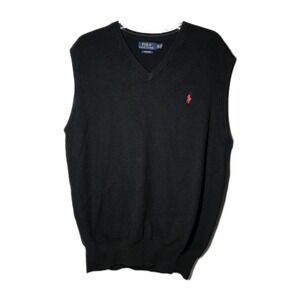 Polo Ralph Lauren Men's 2 XLT Black Pima Cotton Vest with Red Pony Logo